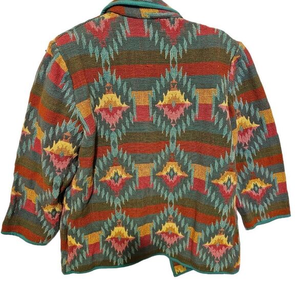 BEDFORD FAIR Boho Aztec Southwestern Tribal Tapestry Blazer Jacket - Size MP - Picture 2 of 8